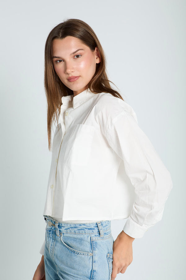 Cropped Poplin Shirt in White
