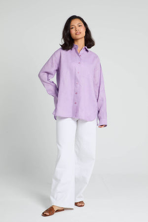Oversized Linen Shirt in Lilac
