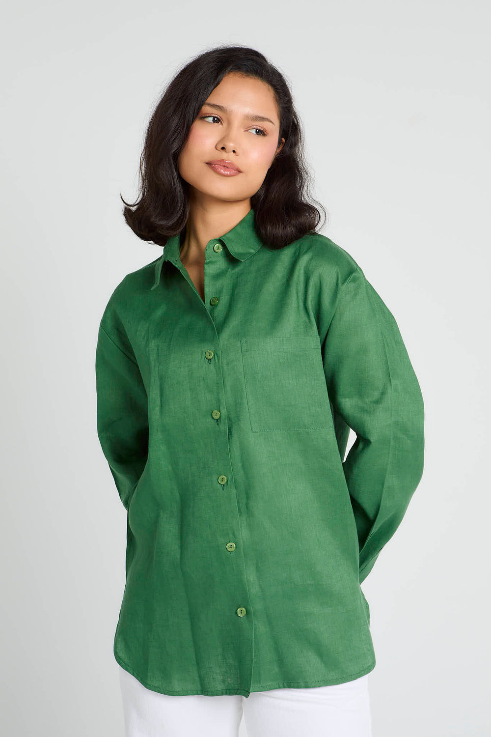 Oversized Linen Shirt in Green