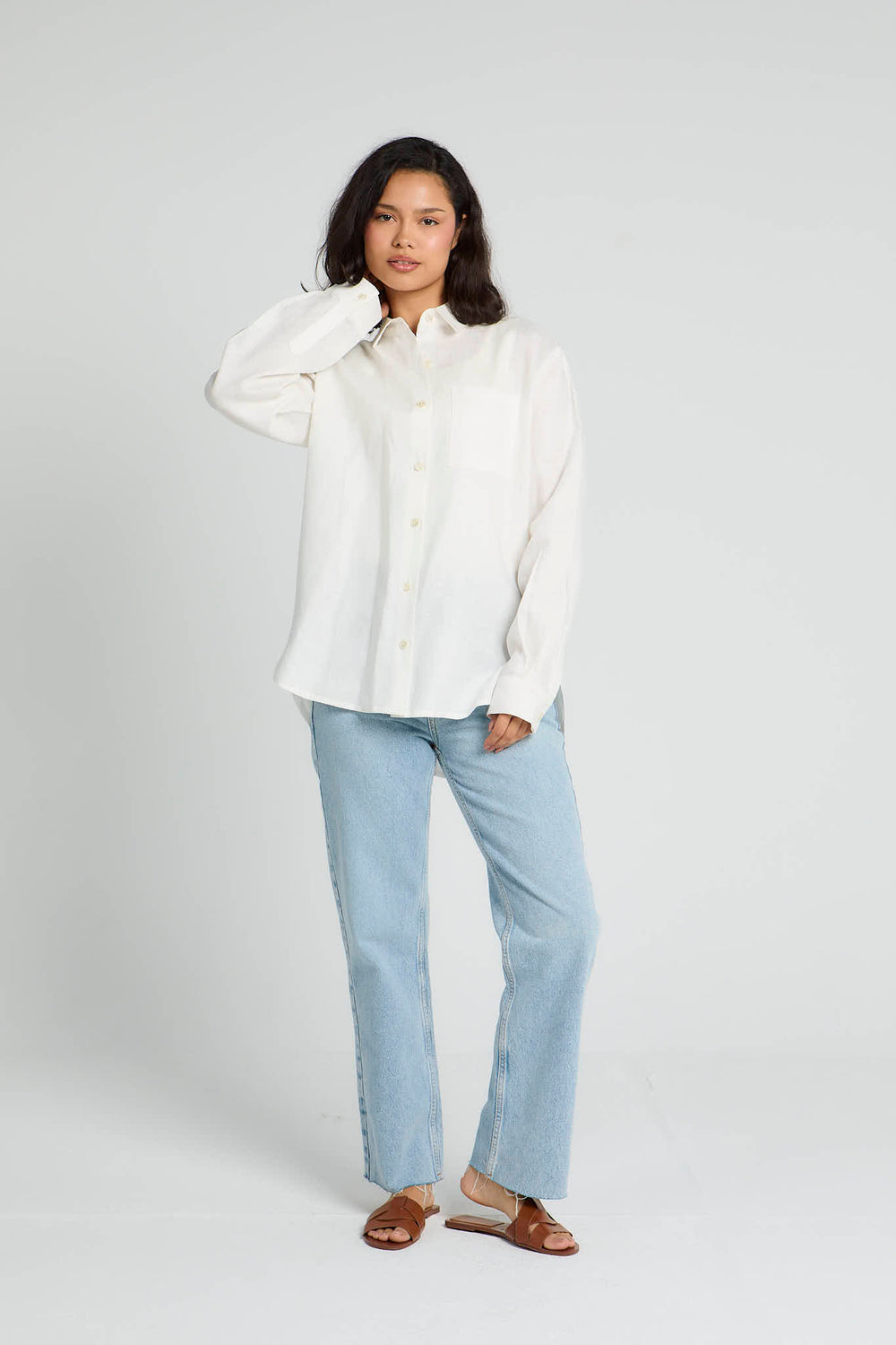 Oversized Linen Shirt in White