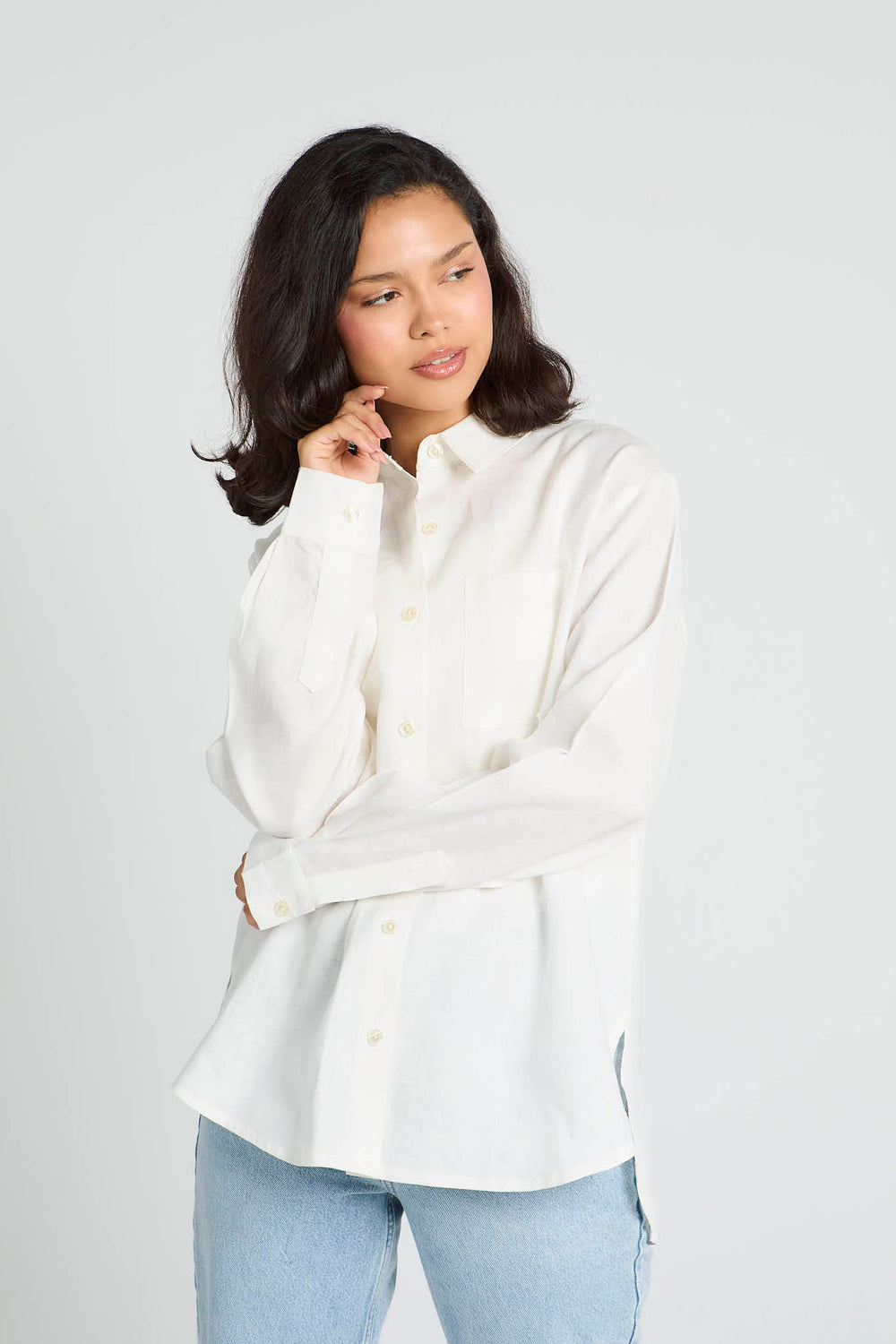 Oversized Linen Shirt in White