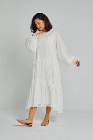 Winter Cheer Dress in Offwhite