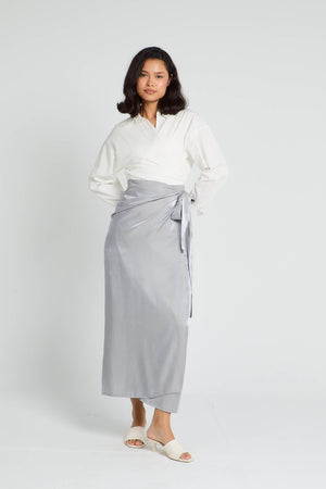 Shimmery Wrap Skirt in Grey