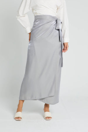 Shimmery Wrap Skirt in Grey