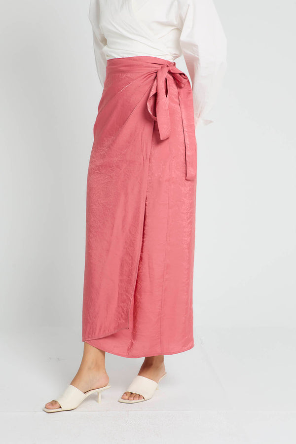 Shimmery Wrap Skirt in Blush