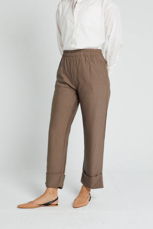 Turn-up Crinkled Pants in Brown