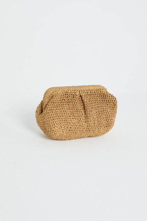Raffia Clutch in Camel