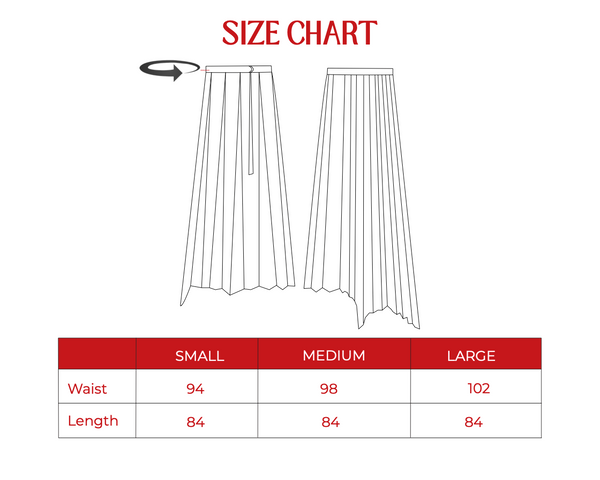 Pleated Satin Skirt in Blue Print