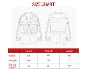 Chiffon Ruffled Blouse With Lace Trim In Beige