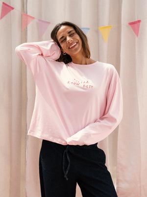 Nesaa Know Best Long Sleeve T-Shirt In Pink&Red