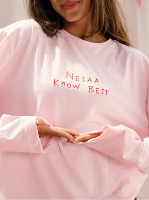 Nesaa Know Best Long Sleeve T-Shirt In Pink&Red