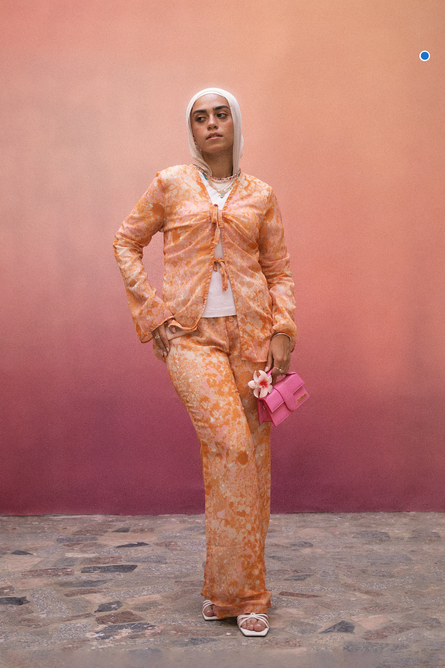 Marigold Chiffon Pants in Orange