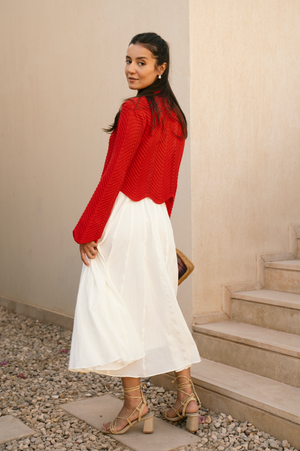 Pointelle Polo Shirt in Red