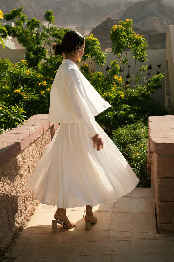 Godet Skirt in Offwhite