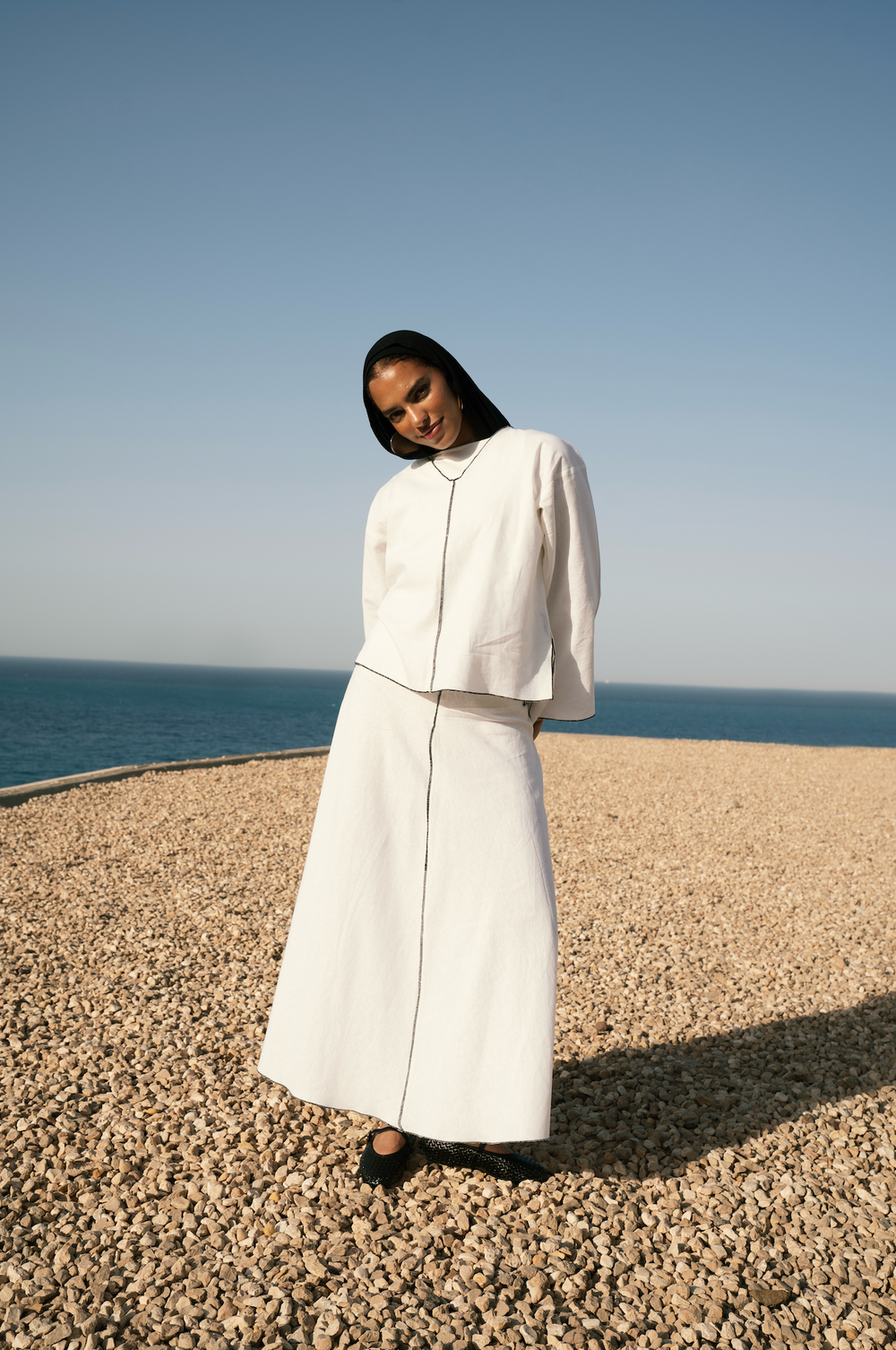 Linear Linen Skirt