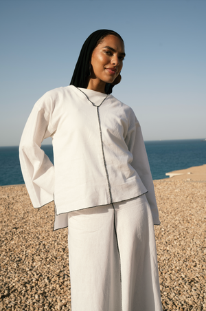 Linear Linen Top