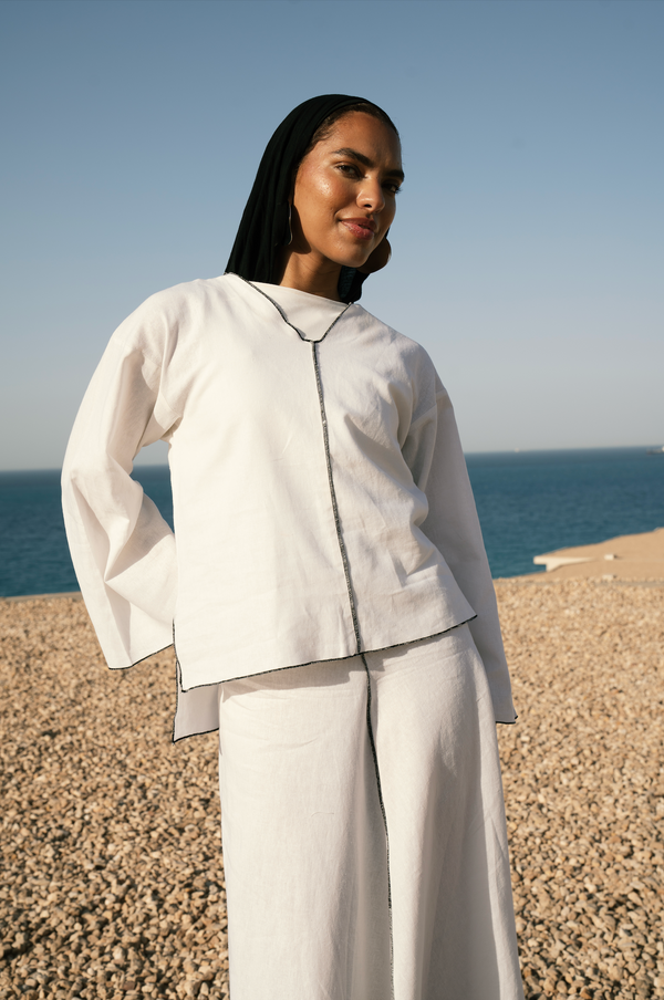 Linear Linen Top
