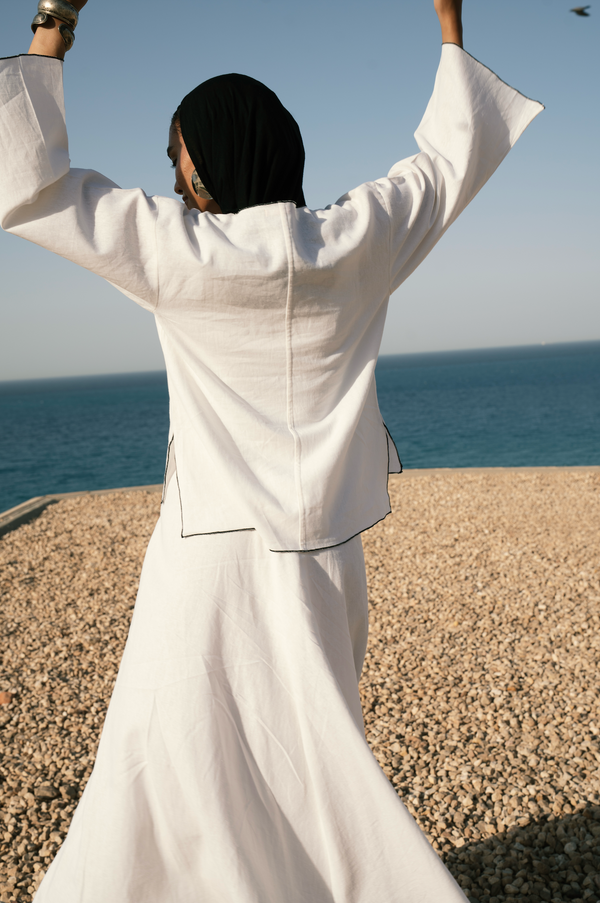 Linear Linen Top