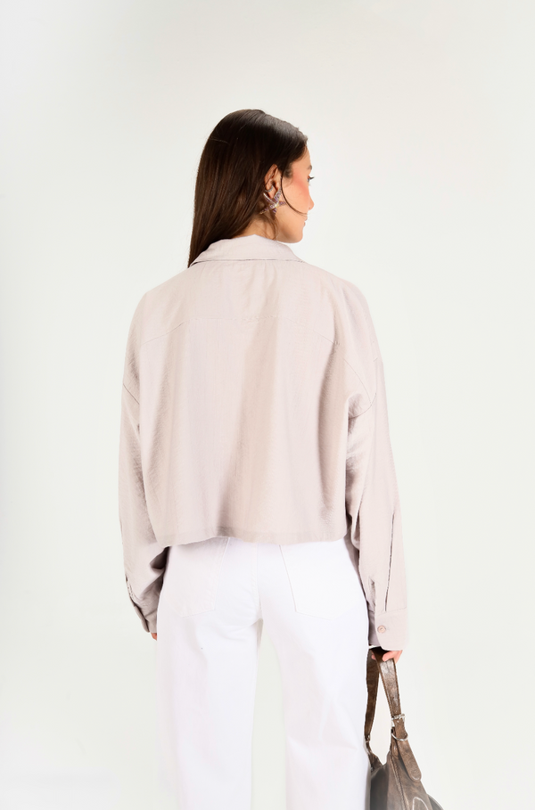 Just Like Me Cropped Shirt in Grey