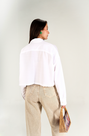 Just Like Me Cropped Shirt in Offwhite