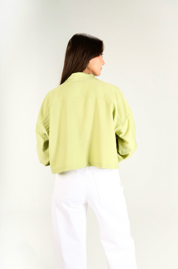 Just Like Me Cropped Shirt in Green