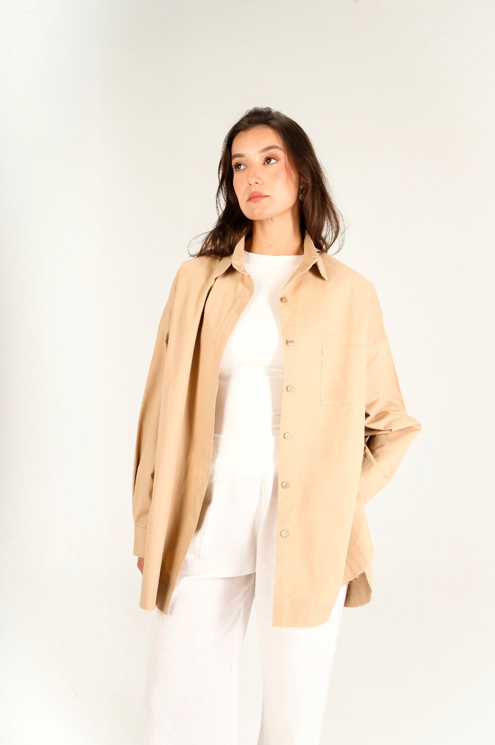 Urban Poplin Shirt in Beige