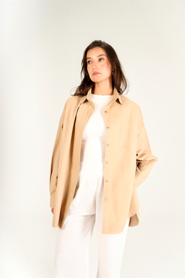 Urban Poplin Shirt in Beige