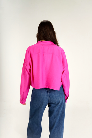 Just Like Me Cropped Shirt in Fuchsia