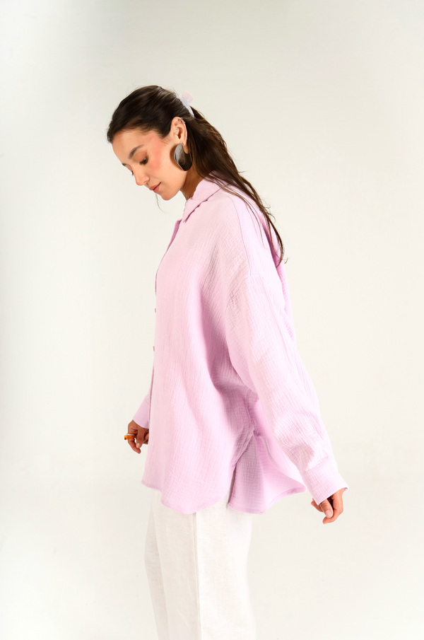 Cotton Muslin Shirt in Lilac
