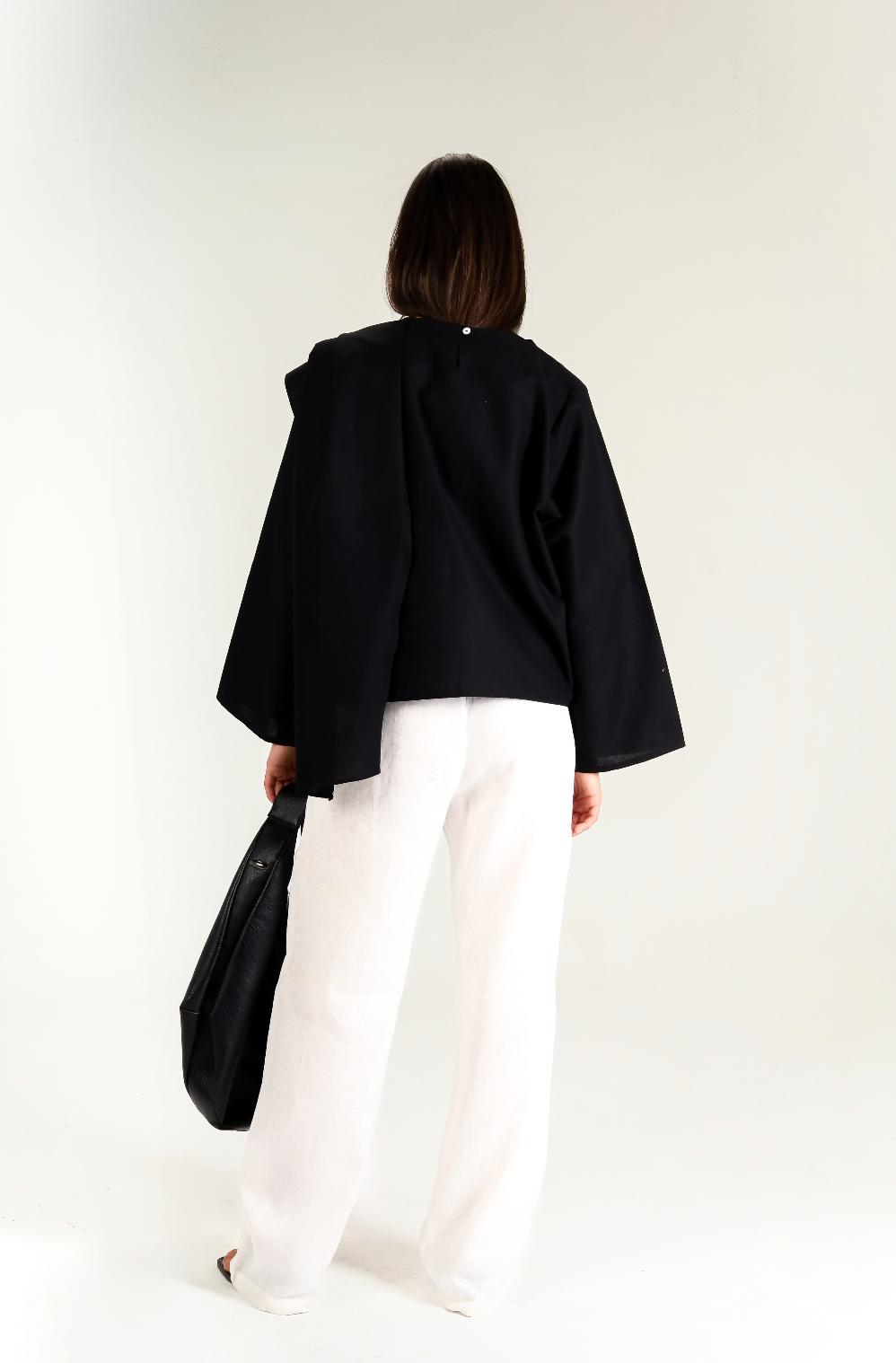 Linen Scarf Top in Black