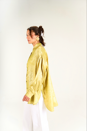 Oversized Shimmer Shirt in Lime