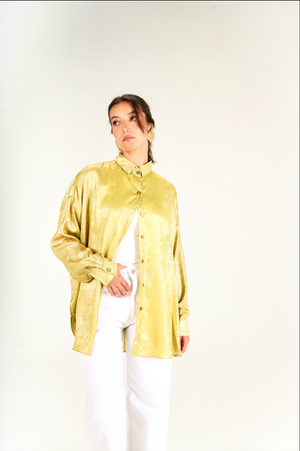Oversized Shimmer Shirt in Lime