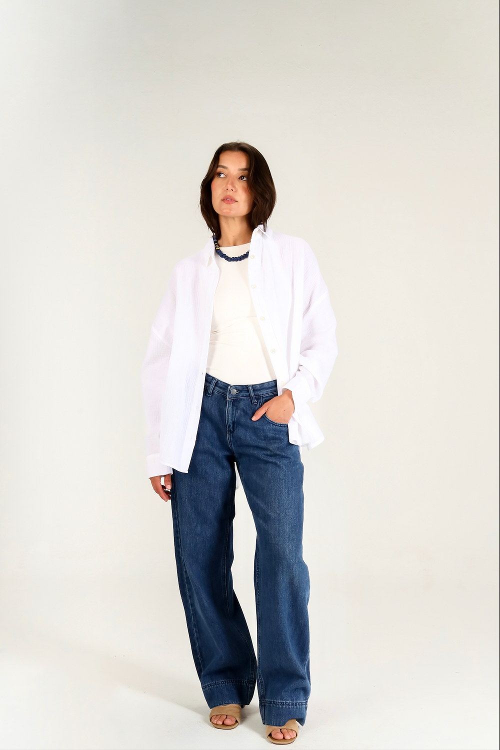 Cotton Muslin Shirt in White