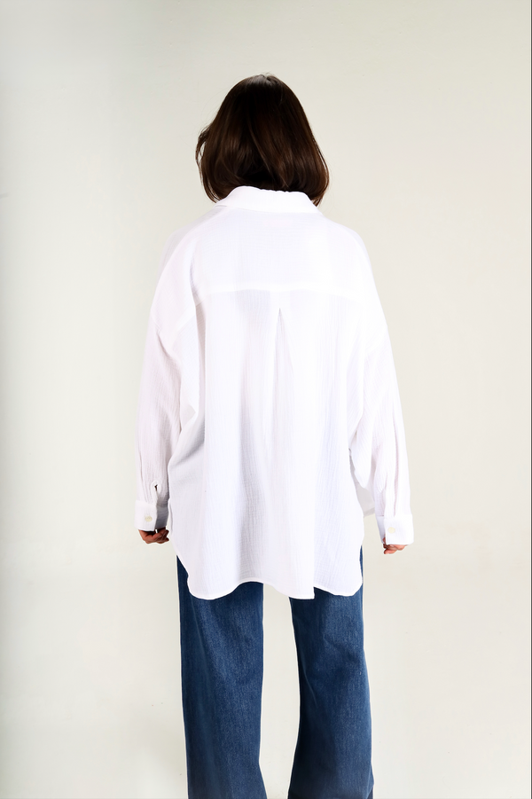 Cotton Muslin Shirt in White