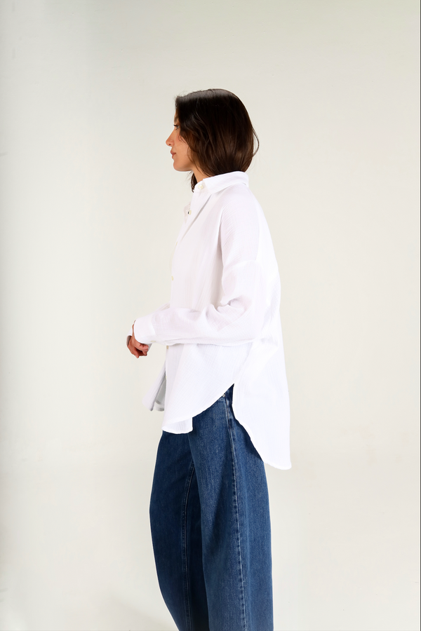 Cotton Muslin Shirt in White