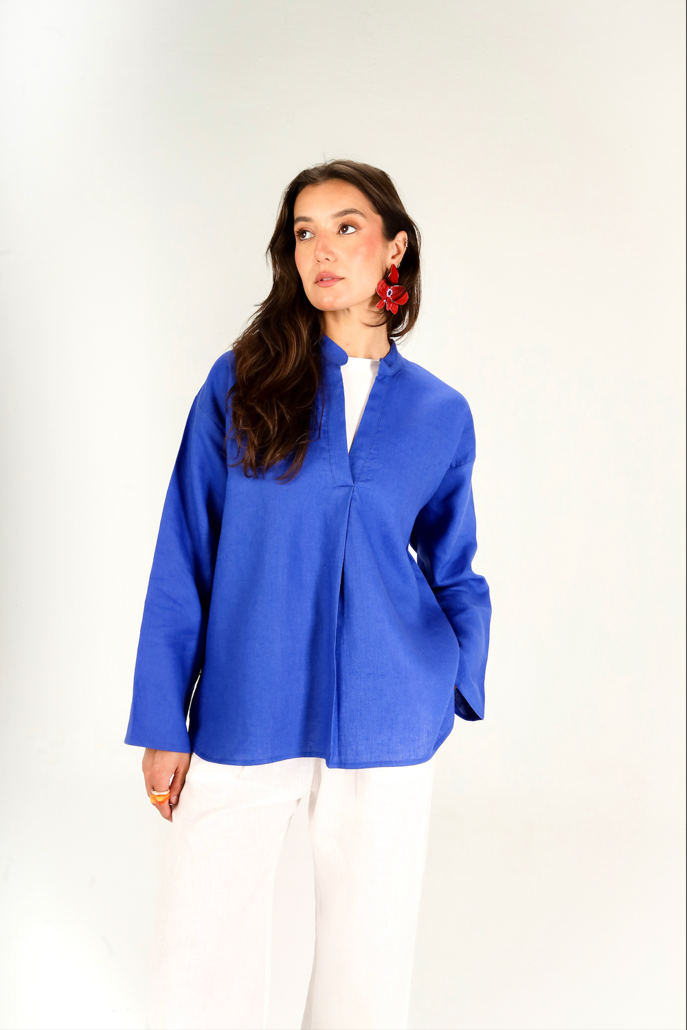 Mandarin Shirt in Royal Blue