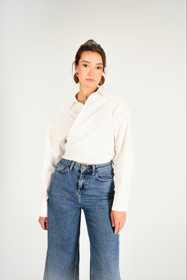 Tied-to-You Cropped Shirt in White
