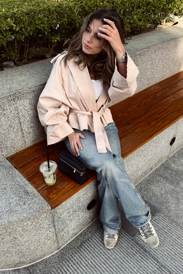 Hit The City Trench Jacket in Beige