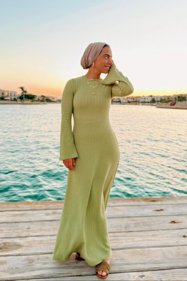 Coastal Crochet Dress in Green