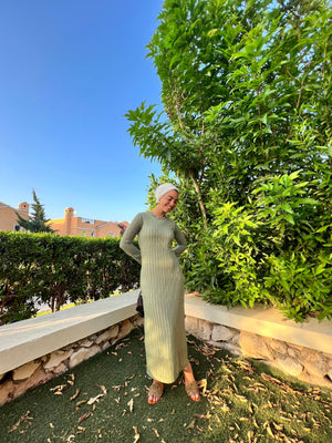 Knit Maxi Dress in Olive