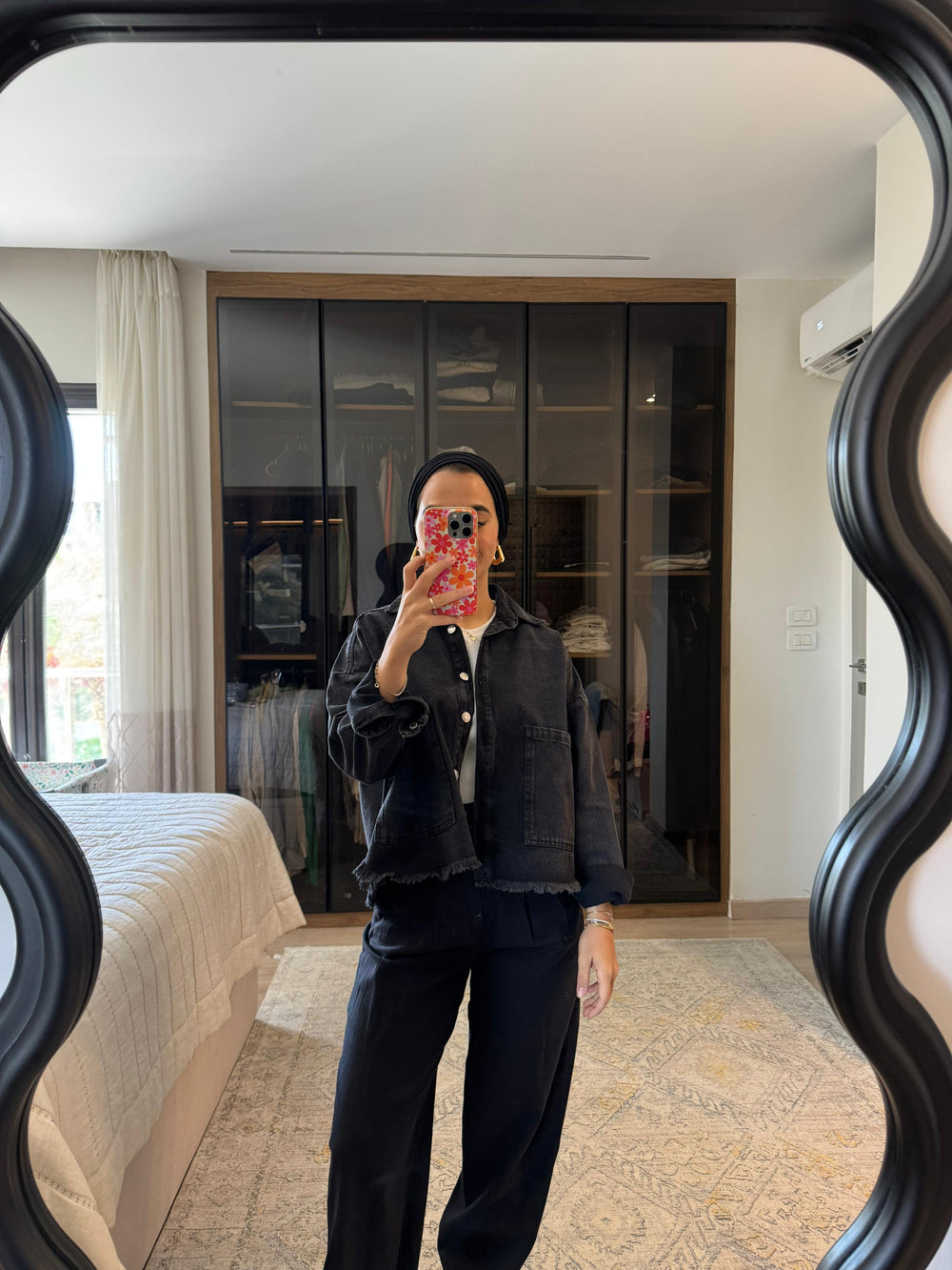 Raw-Hem Denim Jacket in Black