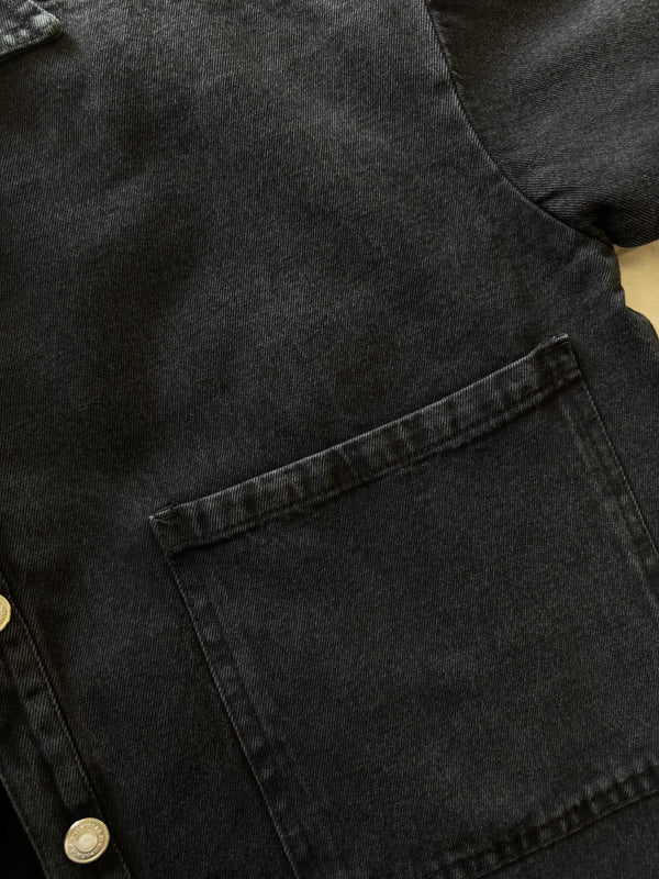 Raw-Hem Denim Jacket in Black