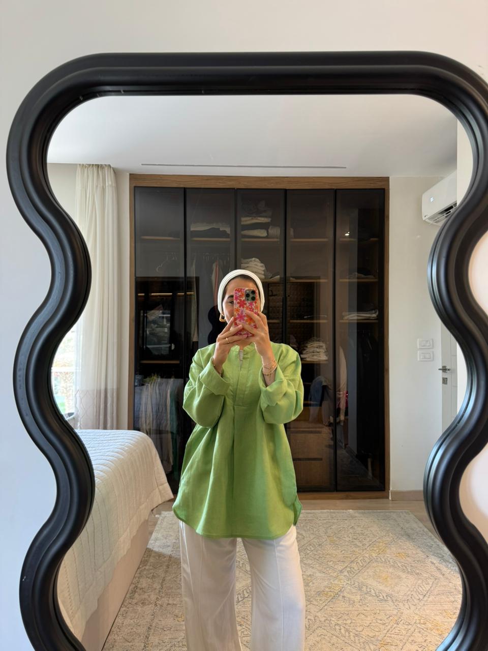 Mandarin Shirt in Apple Green