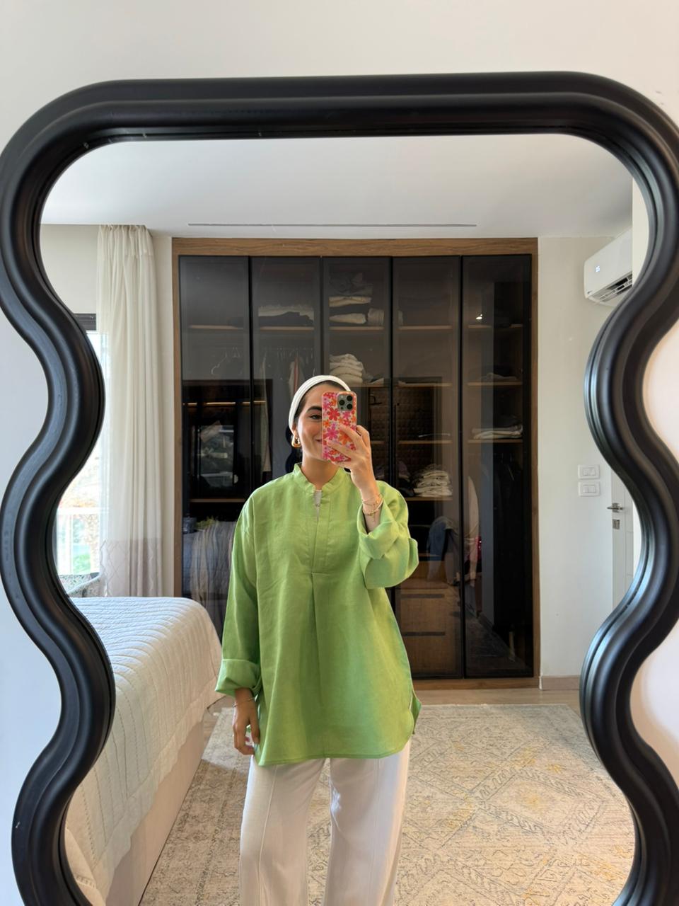 Mandarin Shirt in Apple Green