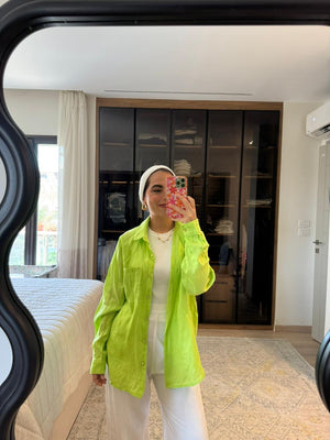 Oversized Linen Shirt in Lime