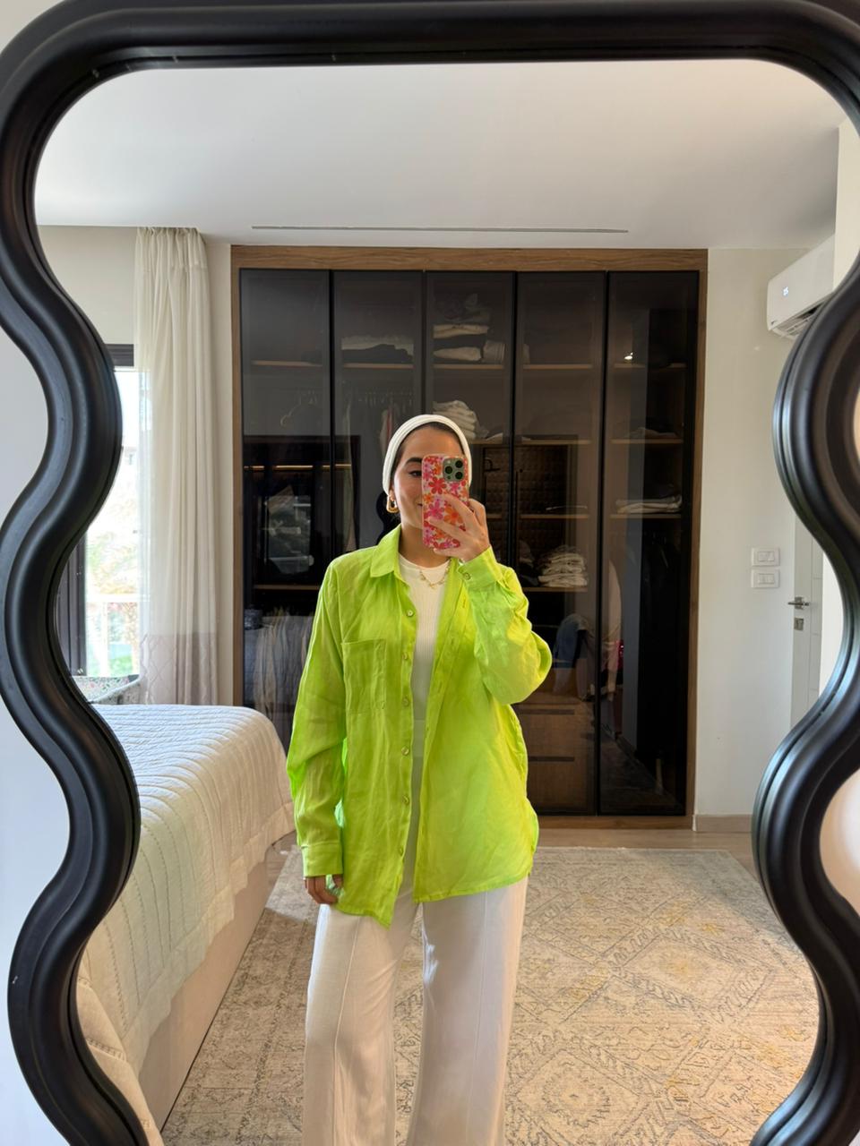Oversized Linen Shirt in Lime
