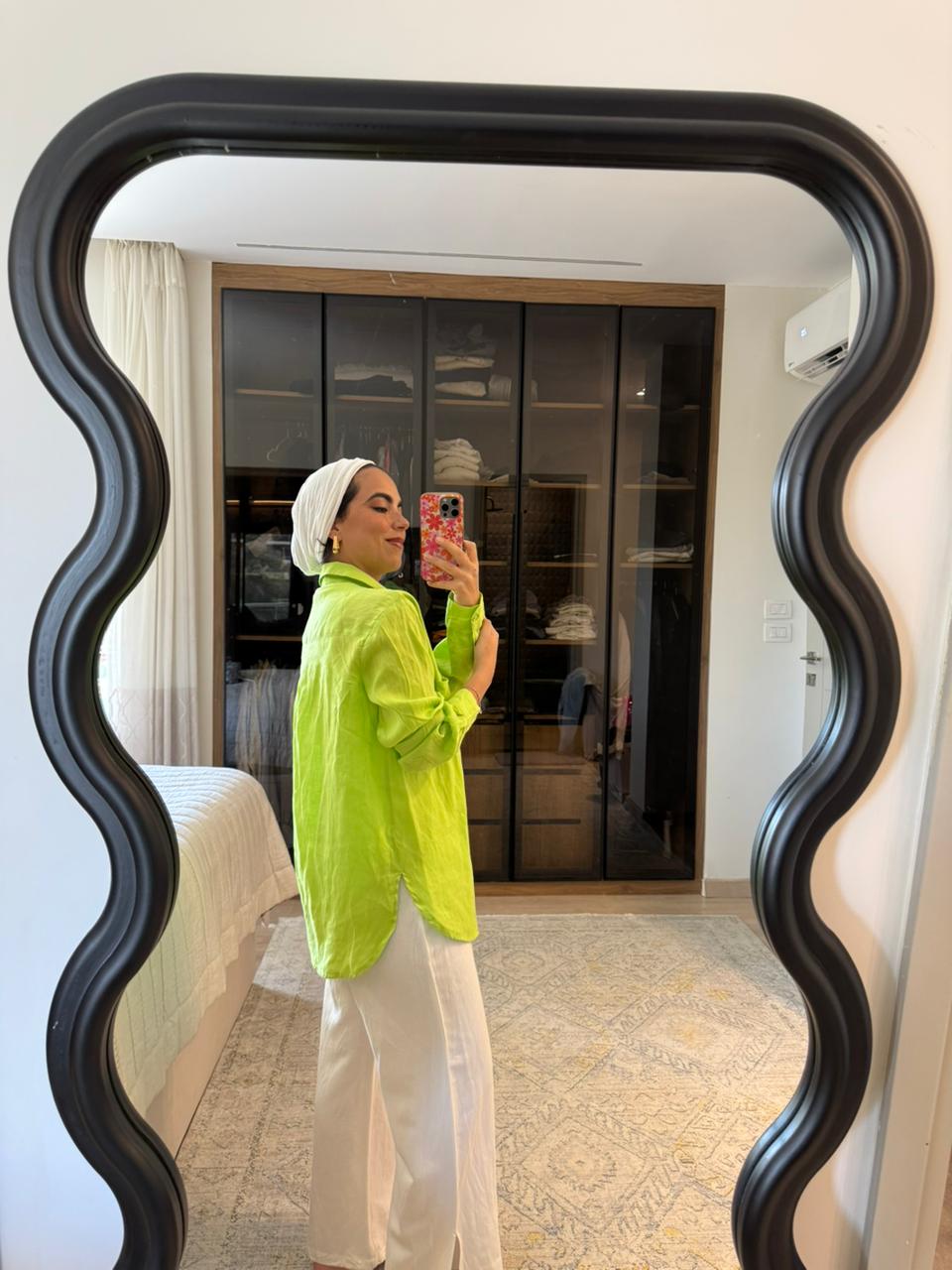 Oversized Linen Shirt in Lime