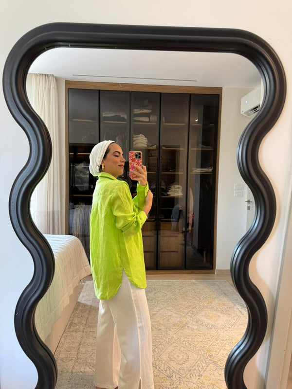 Oversized Linen Shirt in Lime