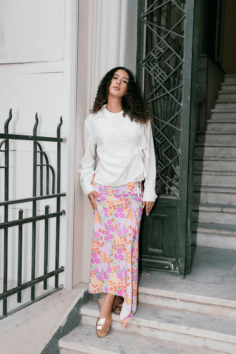 Printed Drawstring Skirt