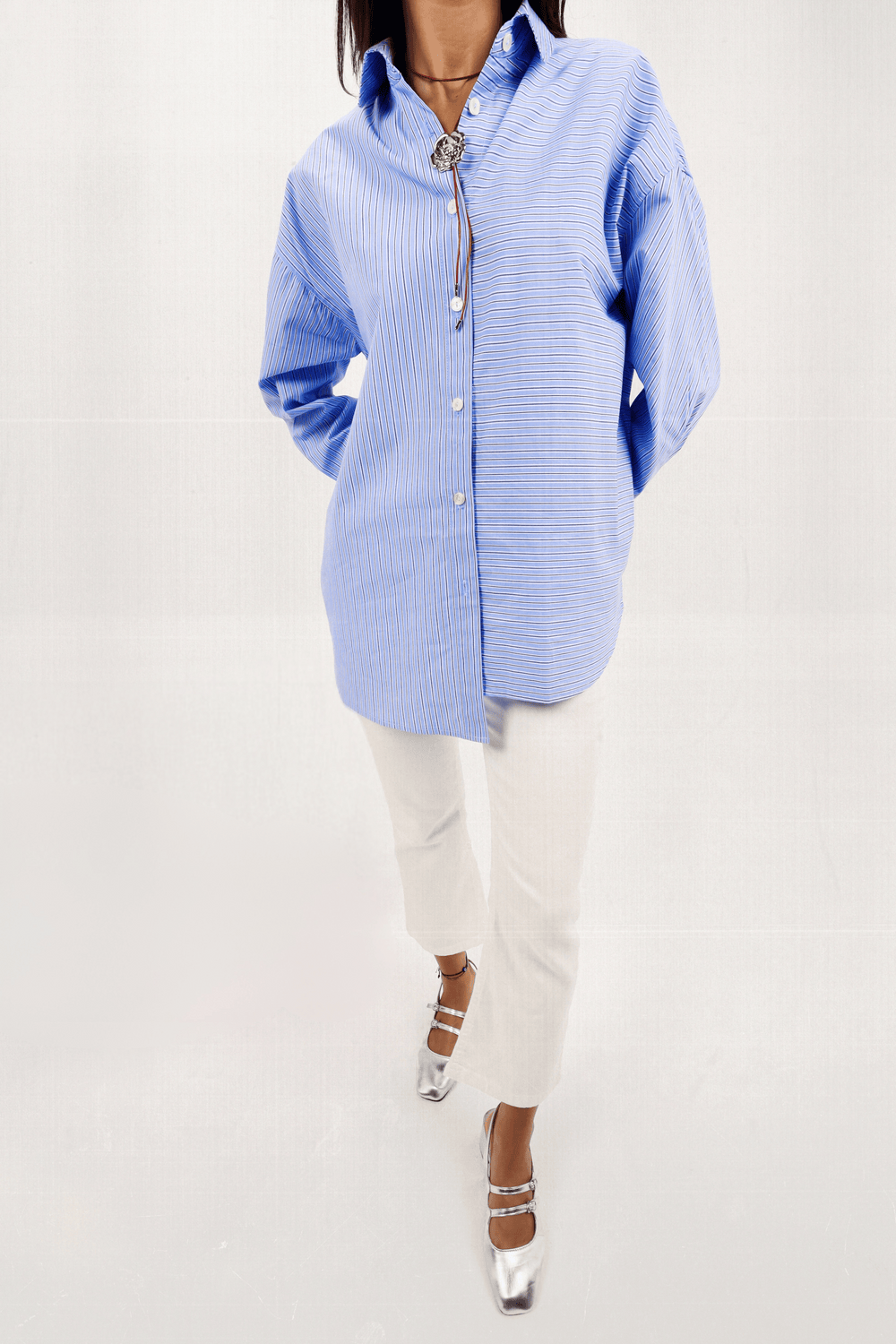Asymmetrical Striped Shirt in Blue